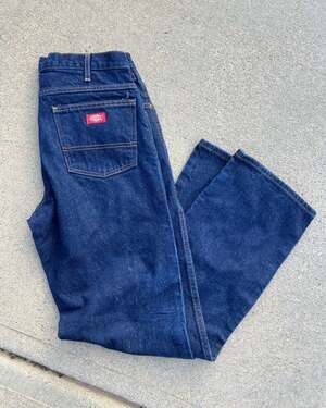 Vintage Dickies Dark Wash Heavyweight Relaxed Fit Denim Work Jeans 34x32